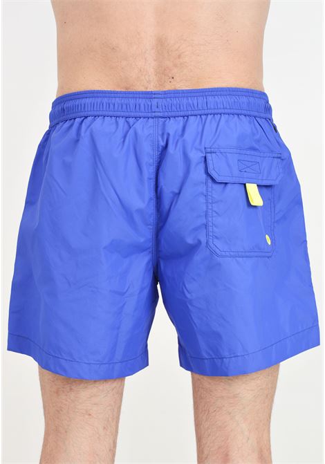 Shorts mare da uomo blu con patch logo 4GIVENESS | Beachwear | FGBM4000061