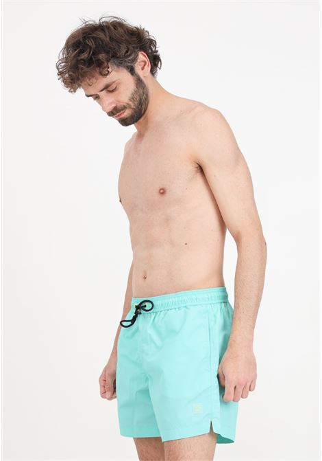 Shorts mare da uomo verde acqua con patch logo 4GIVENESS | Beachwear | FGBM4000085