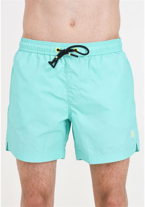 Shorts mare da uomo verde acqua con patch logo 4GIVENESS | FGBM4000085