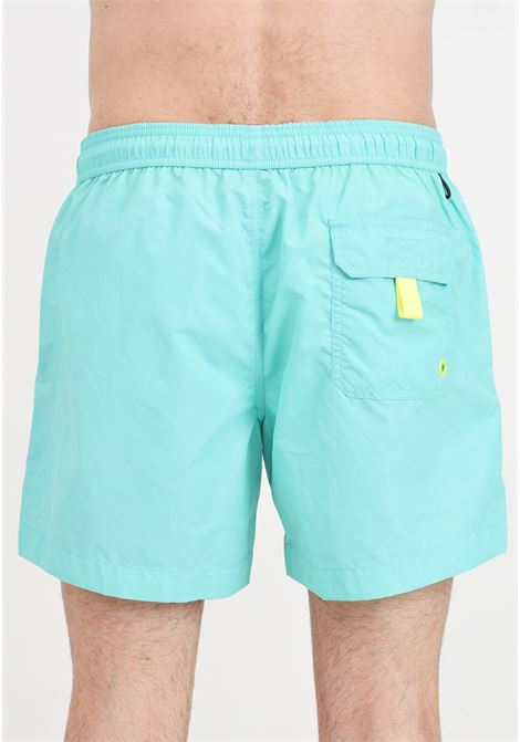 Aqua green men's swim shorts with logo patch 4GIVENESS | Beachwear | FGBM4000085