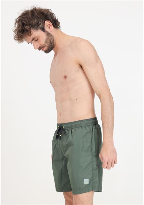 Military green men's swim shorts with logo patch 4GIVENESS | Beachwear | FGBM4001083