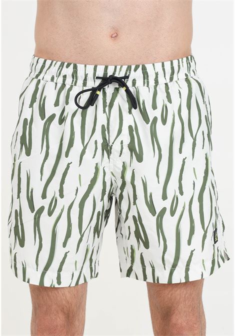 Shorts mare da uomo bianco fantasia con patch logo 4GIVENESS | FGBM4006200