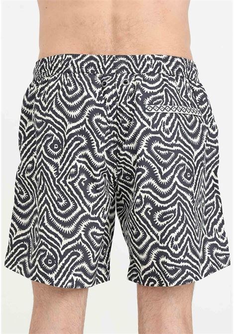 Black patterned men's swim shorts with logo patch 4GIVENESS | FGBM4007110