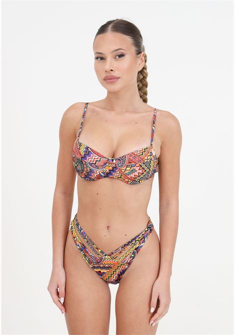 Bikini da donna fantasia etnica balconcino e slip con intrecci 4GIVENESS | Beachwear | FGBW3509200