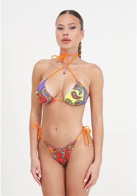 Bikini da donna fantasia con lacci arancioni 4GIVENESS | Beachwear | FGBW3515200