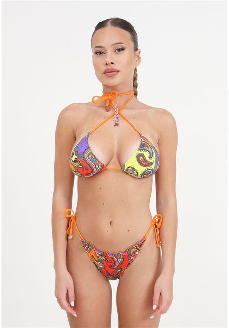 Bikini da donna fantasia con lacci arancioni 4GIVENESS | Beachwear | FGBW3515200