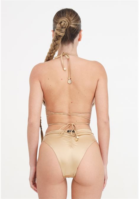 Bikini da donna oro triangolo con lacci lunghi e arricciature 4GIVENESS | Beachwear | FGBW3779200