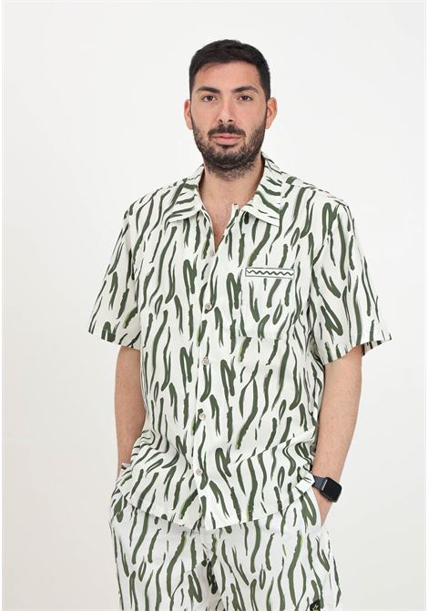 Camicia da uomo bianca con stampa animal in verde 4GIVENESS | Camicie | FGCM4023200