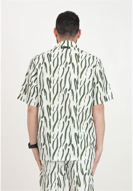 Camicia da uomo bianca con stampa animal in verde. 4GIVENESS | Camicie | FGCM4023200