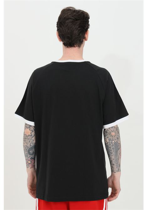 T-shirt nera da uomo con 3 strisce e logo ADIDAS ORIGINALS | GN3495.