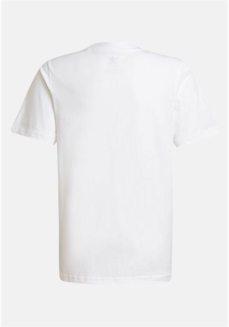 T-shirt bianca bambino bambina con stampa logo a contrasto ADIDAS ORIGINALS | HK0403.