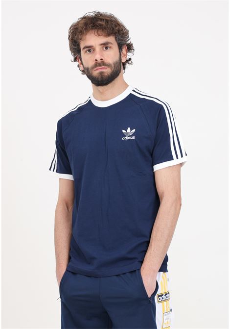 T-shirt da uomo bianca e blu notte Adicolor classics 3 stripes ADIDAS ORIGINALS | T-shirt | IA4850.