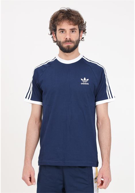 T-shirt da uomo bianca e blu notte Adicolor classics 3 stripes ADIDAS ORIGINALS | IA4850.