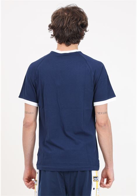T-shirt da uomo bianca e blu notte Adicolor classics 3 stripes ADIDAS ORIGINALS | T-shirt | IA4850.