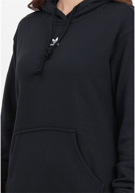 Felpa da donna nera hoodie logo trifoglio bianco ADIDAS ORIGINALS | Felpe | IA6427.