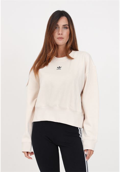 Beige women's sweatshirt with embroidery ADIDAS ORIGINALS | Hoodie | IA6502.