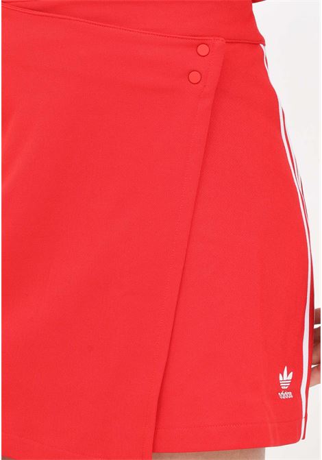 Women's Red A-Line Skirt 3-Stripes Wrapping Skirt Better Scarlet ADIDAS ORIGINALS | IC5477.
