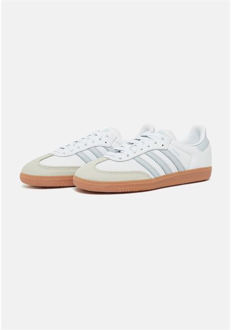 White sneakers with gray stripes for women and men Samba Og ADIDAS ORIGINALS | IE0877.