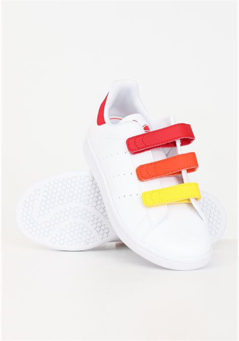 Sneakers bambino bambina Stan smith cf c bianche rosse arancioni e gialle ADIDAS ORIGINALS | IE8111.
