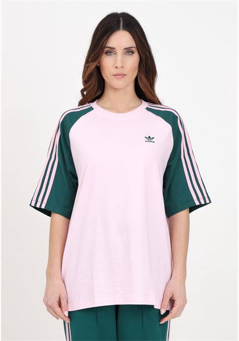 Pink and green colorblock oversized long-sleeve women's t-shirt ADIDAS ORIGINALS | IM9813.