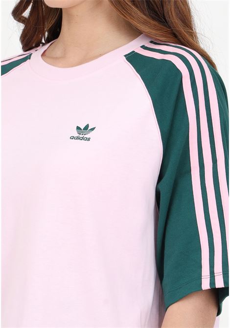 T-shirt da donna rosa e verde colorblock oversized long-sleeve ADIDAS ORIGINALS | IM9813.