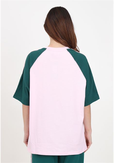 T-shirt da donna rosa e verde colorblock oversized long-sleeve ADIDAS ORIGINALS | T-shirt | IM9813.
