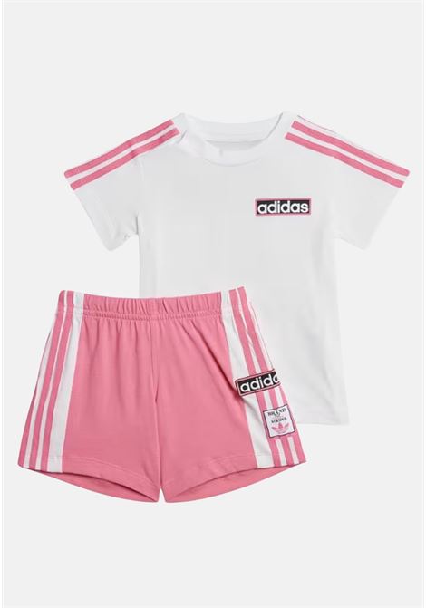 Completino neonato rosa e bianco con patch logo ADIDAS ORIGINALS | Completini | IN2102.