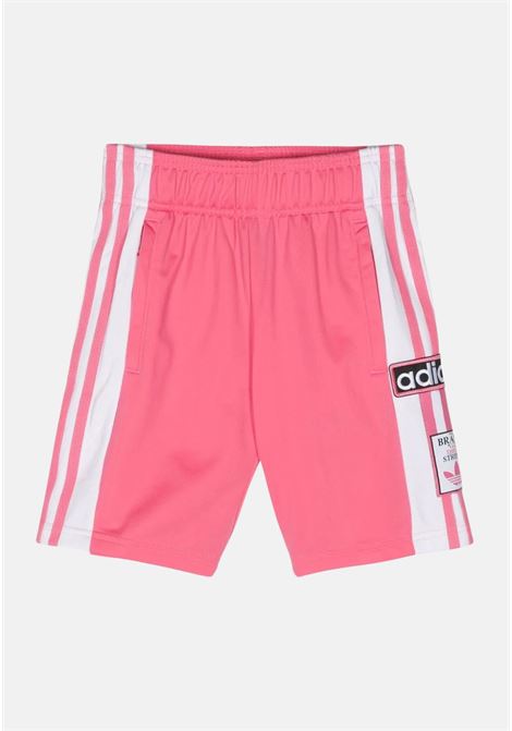 Shorts bambina rosa con strisce laterali bianche patch logo ADIDAS ORIGINALS | IN2117.