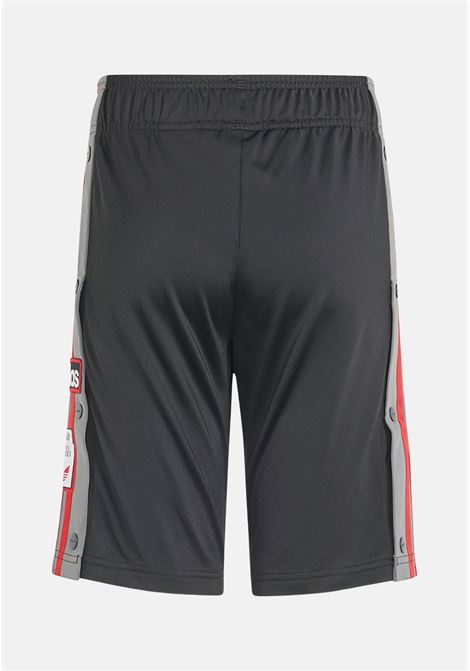 Shorts bambina bambino neri con strisce laterali grigie e rosse patch logo ADIDAS ORIGINALS | Shorts | IN2119.