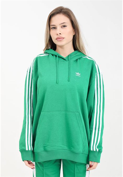 Green and white 3 stripes oversized hoodie for women ADIDAS ORIGINALS | Hoodie | IN8398.