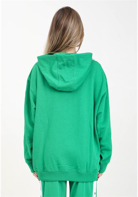 Felpa da donna verde e bianca 3 stripes hoodie oversize ADIDAS ORIGINALS | IN8398.