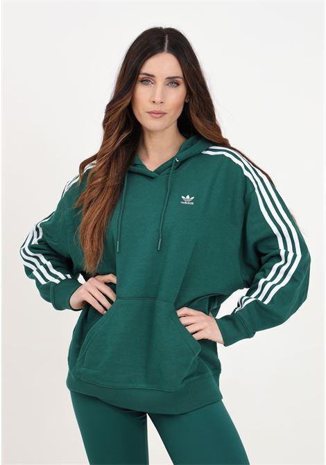 Green women's sweatshirt 3-stripes oversized hoodie ADIDAS ORIGINALS | IN8400.
