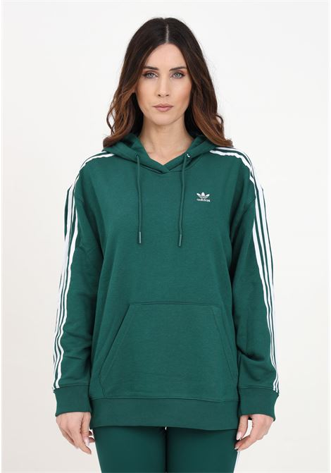 Felpa da donna verde 3-stripes hoodie oversize ADIDAS ORIGINALS | IN8400.
