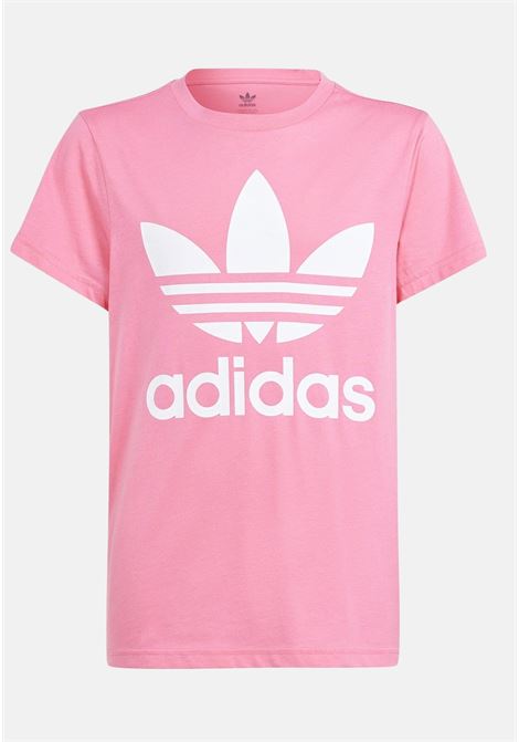 T-shirt da bambina rosa e bianca Trefoil tee ADIDAS ORIGINALS | IN8445.