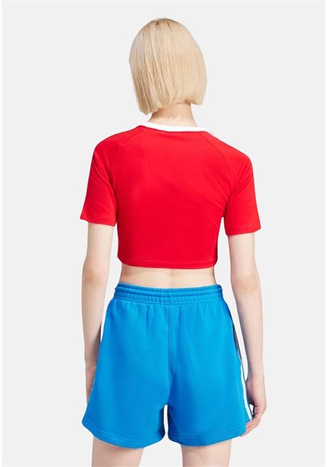T-shirt da donna rossa crop con trifoil logo bianco ricamato ADIDAS ORIGINALS | T-shirt | IP0665.