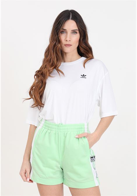 Green and white women's shorts with side clip button closure ADIDAS ORIGINALS | Shorts | IP0719.