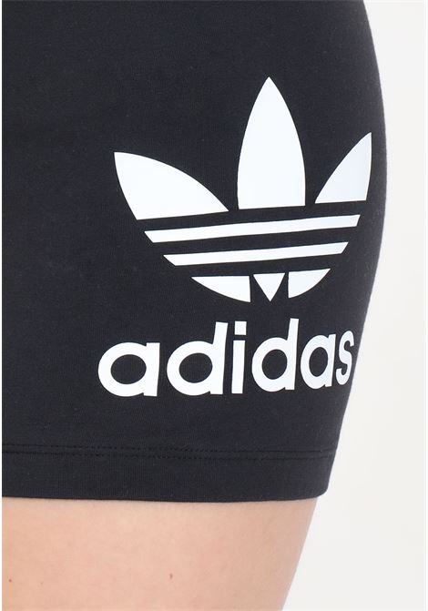 Shorts elasticizzati da donna neri stampa logo bianco ADIDAS ORIGINALS | IP2962.