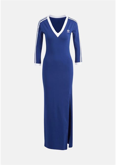 Blue and white women's dress with three-stripe neckline ADIDAS ORIGINALS | IP2987.