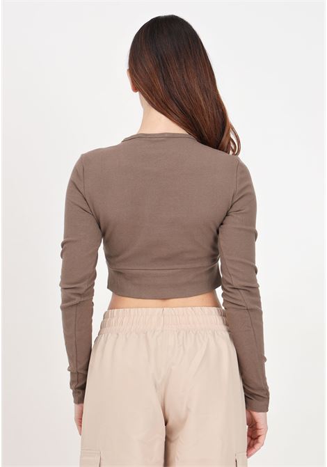 Brown Essentials Rib Long Sleeve Tee Women's Long Sleeve Top ADIDAS ORIGINALS | IR5942.