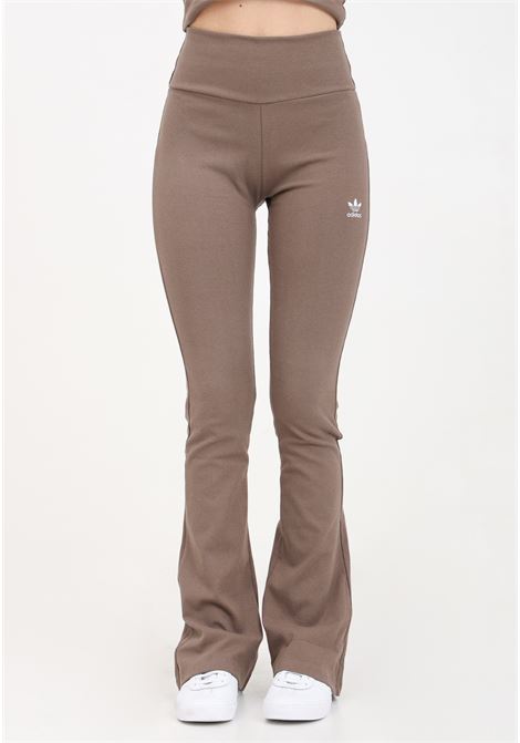 Women's brown and white rib flared pant leggings ADIDAS ORIGINALS | IR5945.