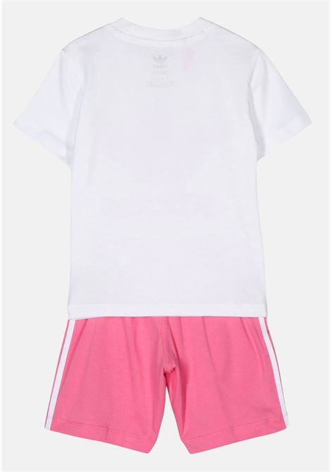 Completino neonato trefoil shorts bianco e rosa ADIDAS ORIGINALS | IR6865.