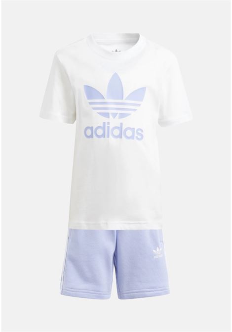 White and lilac baby girl outfit Adicolor short and tee set ADIDAS ORIGINALS | IR6933.