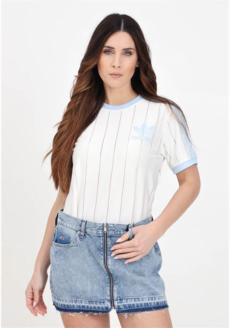 T-shirt da donna bianca e azzurra 3-stripes ADIDAS ORIGINALS | T-shirt | IR7469.