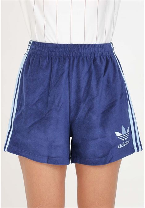 Blue women's shorts with logo embroidery on the front ADIDAS ORIGINALS | IR7472.