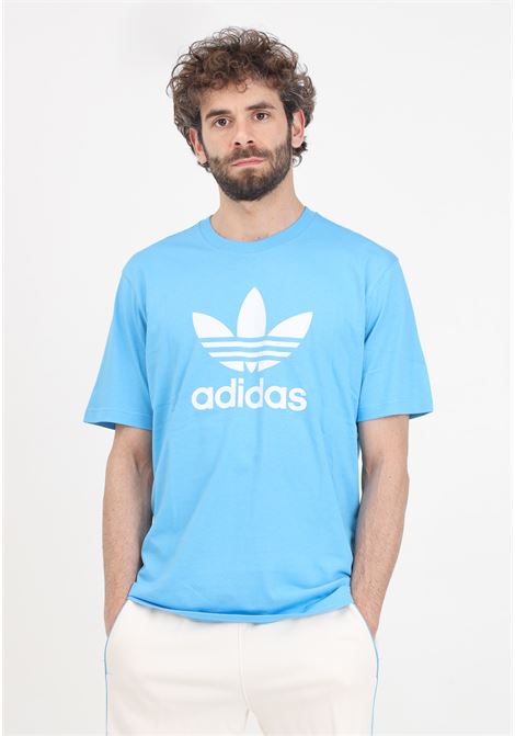 T-shirt da uomo azzurra e bianca Adicolor trefoil ADIDAS ORIGINALS | IR7980.