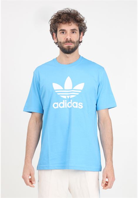 T-shirt da uomo azzurra e bianca Adicolor trefoil ADIDAS ORIGINALS | IR7980.