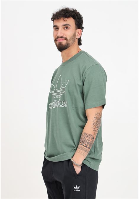 T-shirt da uomo verde Adicolor outline trefoil ADIDAS ORIGINALS | IR7993.