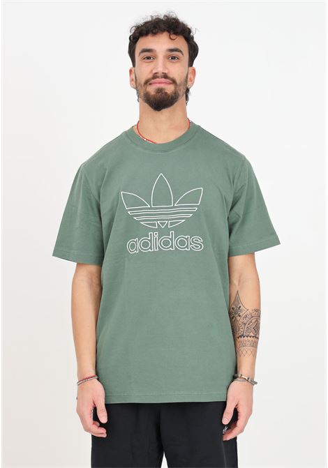 T-shirt da uomo verde Adicolor outline trefoil ADIDAS ORIGINALS | IR7993.