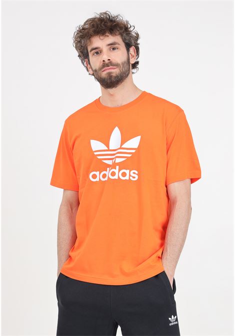 T-shirt da uomo arancione e bianca Adicolor trefoil ADIDAS ORIGINALS | T-shirt | IR8000.