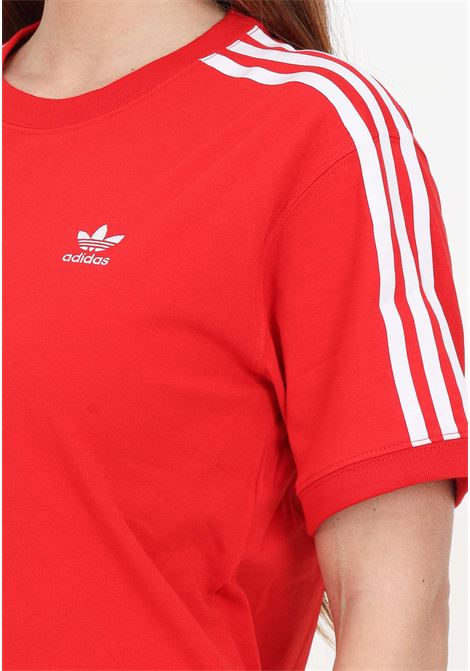 Red women's t-shirt with three white stripes ADIDAS ORIGINALS | IR8050.